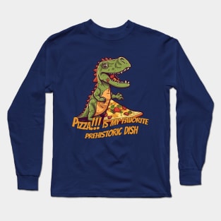 Pizza Lover Dinosaur T-Shirt Design for Foodies and Dino Enthusiasts Long Sleeve T-Shirt